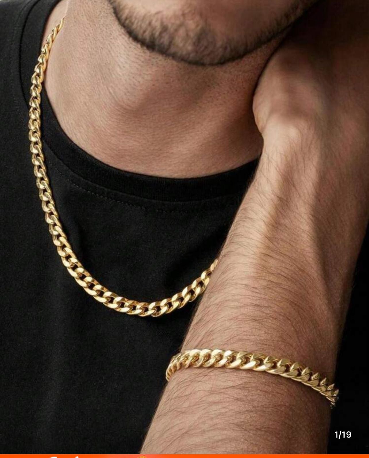 HipHop Minimalist Chain Necklace and Braclet Set