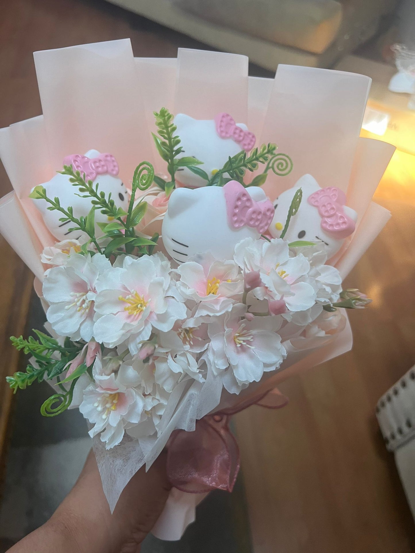 Kawaii Hello Kitty Cat Dolls With Artificial Flowers Creative Sanrio Bouquet Christmas Valentine Birthday Graduation Gifts