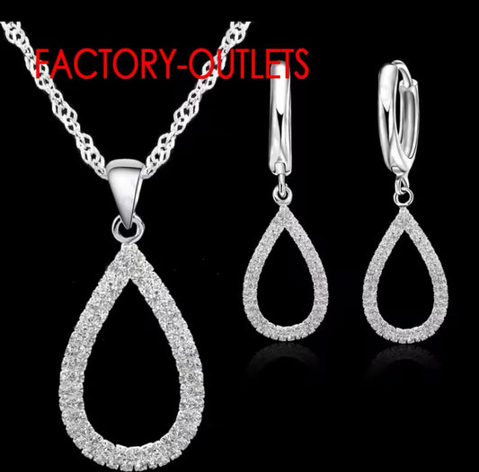 Crystal Diamante Wedding Bridal Prom Party Necklace Earrings Jewellery Set Gift