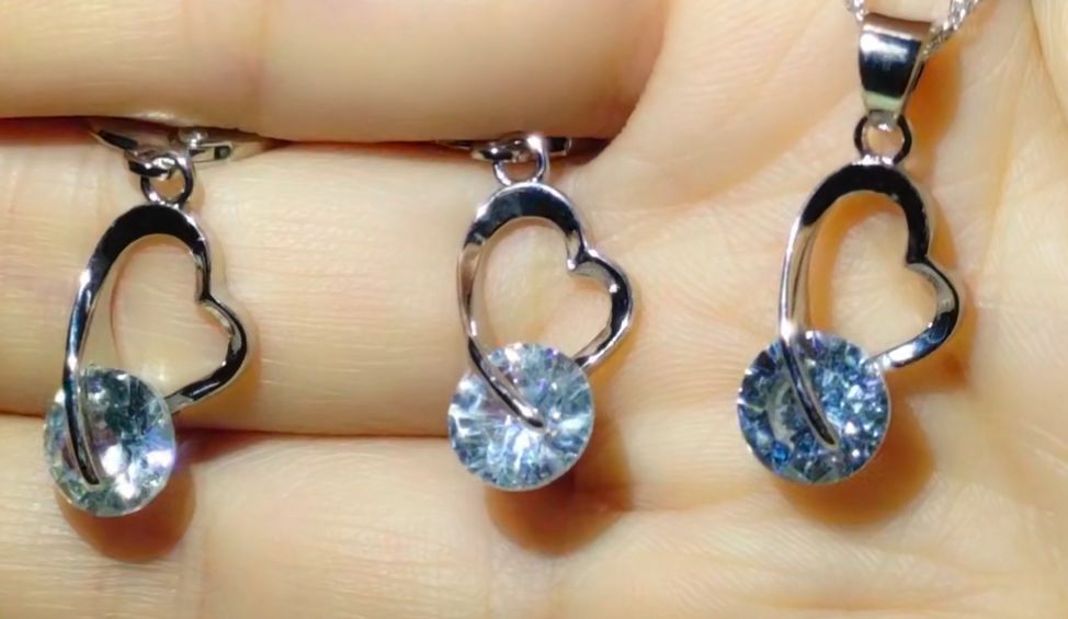 925 Sterling Silver Bridal Jewelry Sets Fashion Jewelry Romantic Heart Shape Round Crystal Women Girls Engagement Anniversary