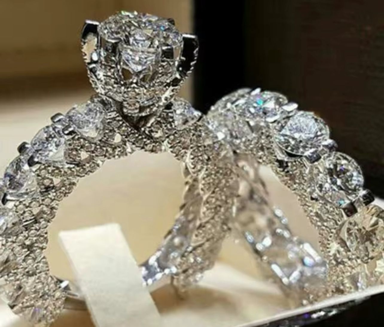 Trendy Classy Two Pieces Shinny Cubic Zircon Ring