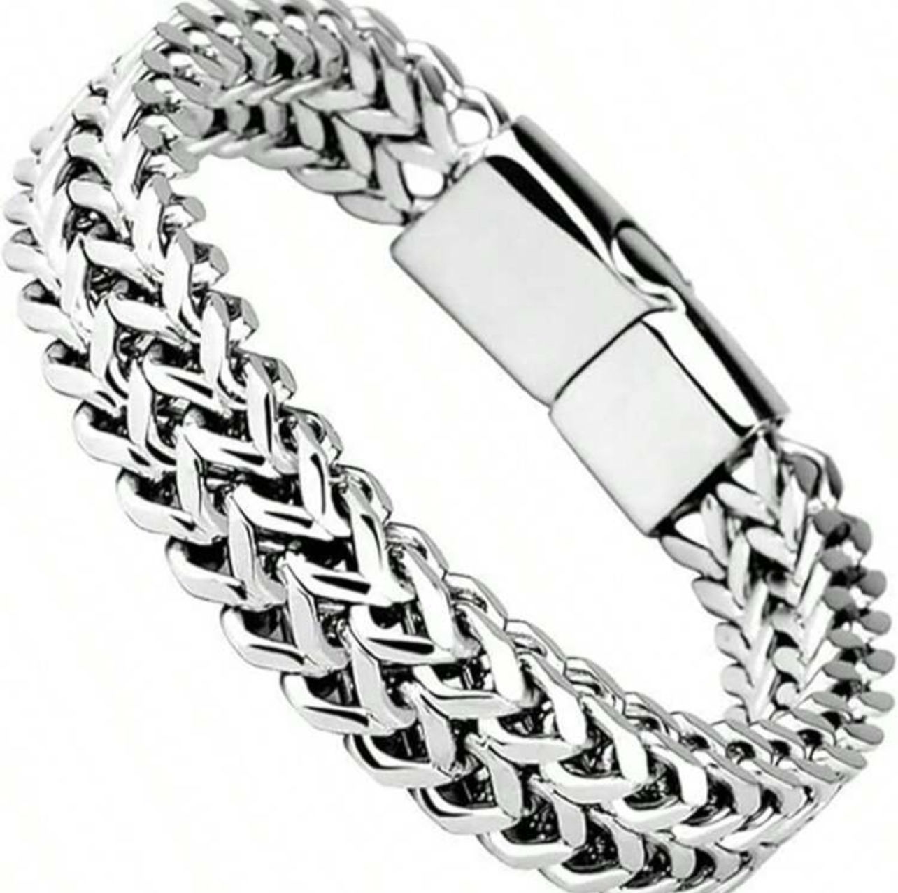 Stainless Steel Bracelets for Men，with Magnetic Closure，Franco Chain Mens Bracelet，Magnetic Clasp