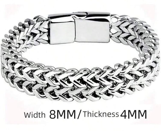 Stainless Steel Bracelets for Men，with Magnetic Closure，Franco Chain Mens Bracelet，Magnetic Clasp