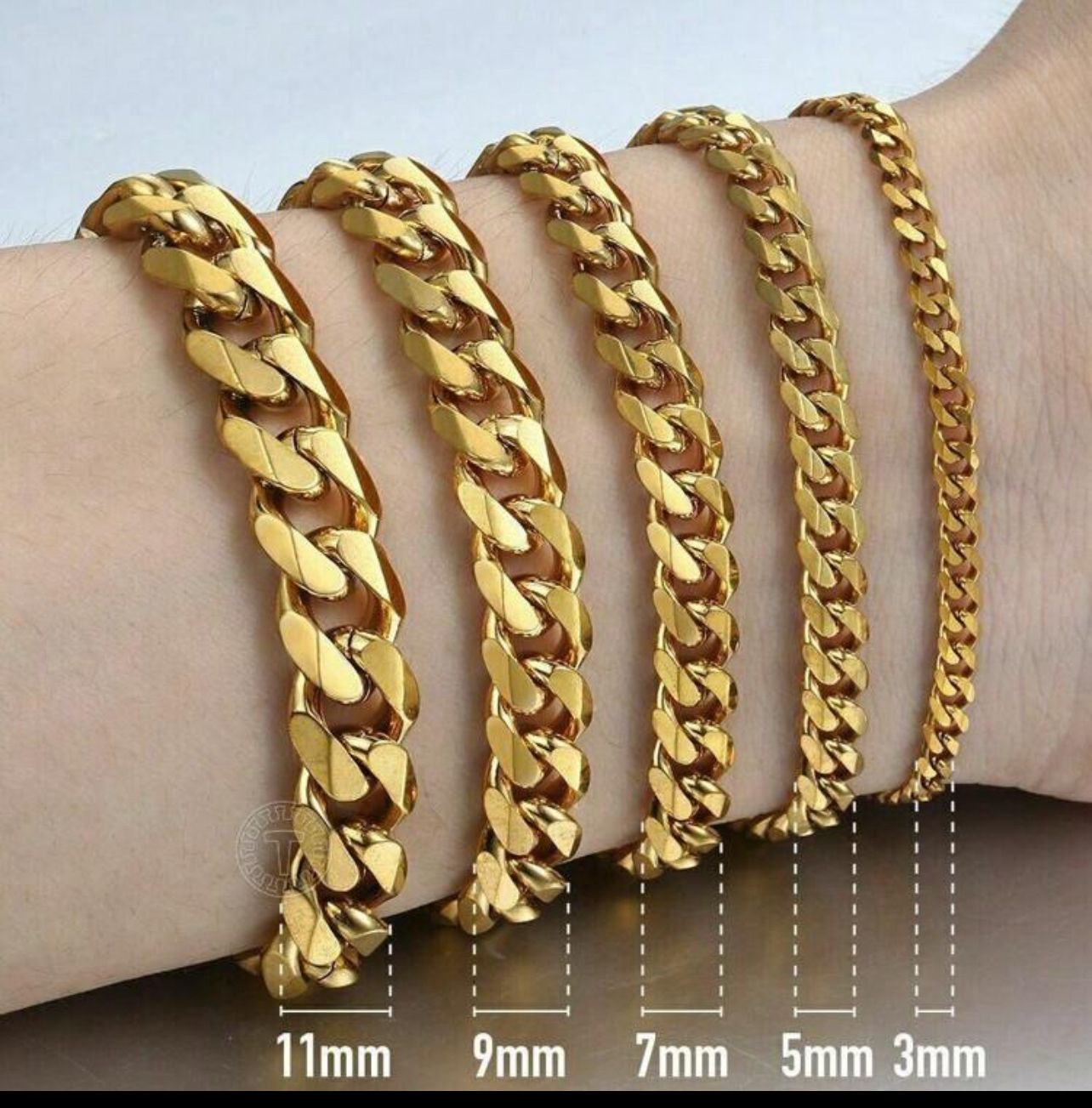 8MM 316L Titanium Steel Golden Black Cuban Chain Bracelet Fashion Hip Hop Men's Jewelry
