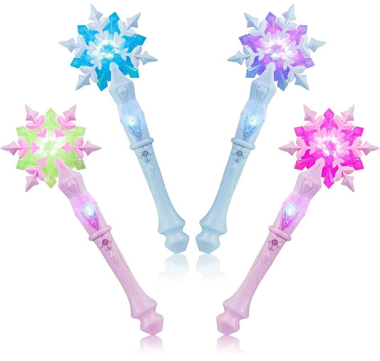 Light Up Frozen Snowflake Wand with Sound, Magic Wand for Kids Girls Princess Birthday Party (Motion Sensitive)