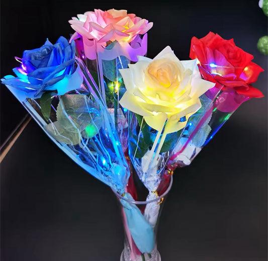 Simulated LED Roses Realistic Colorful Glow Handheld Glowing Flowers LED-Embedded Light Up Bouquet
